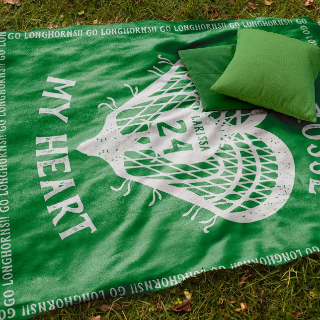 Manta Polar Kelly Green Lacrosse My Heart Fleece Blanket (Subido por el creador)