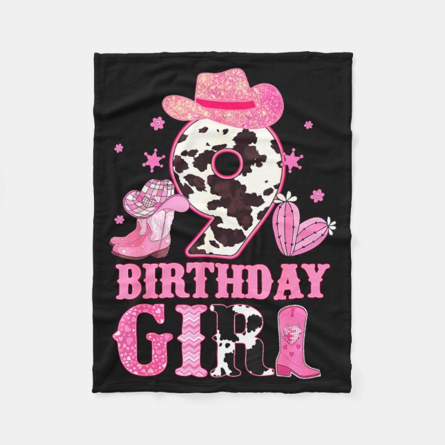 Manta Polar Kids 9th Birthday Girl Rodeo Western Cowgirl Birth (Anverso)