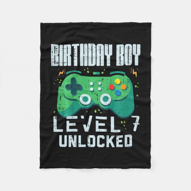 Manta Polar Kids Birthday Boy Level 7 Unlocked Gamer Controlle (Anverso)