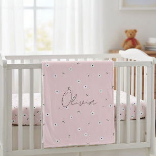 Manta Polar Kids' Blanket with Pink Daisies - Delicate Design