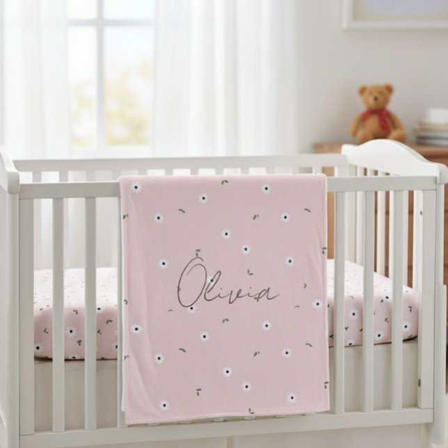 Manta Polar Kids' Blanket with Pink Daisies - Delicate Design (Subido por el creador)