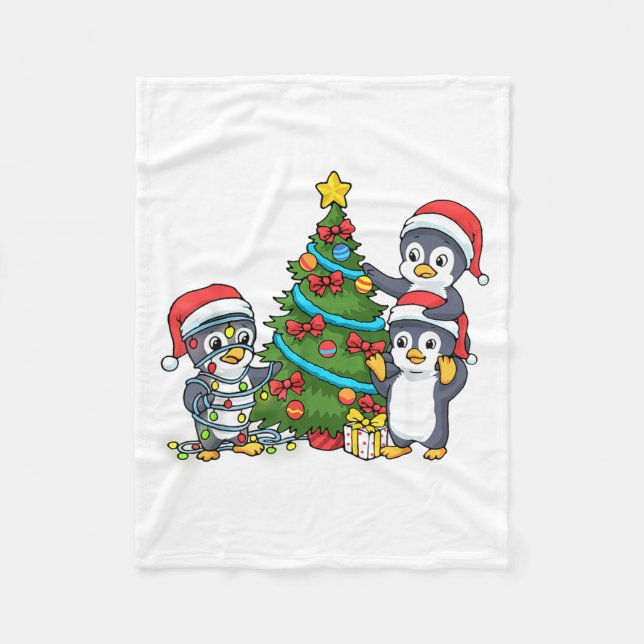 Manta Polar Kids Christmas Penguin Christmas Tree Lights Baubl (Anverso)