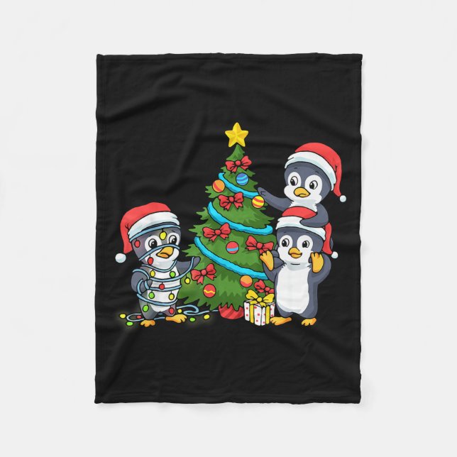 Manta Polar Kids Christmas Penguin Christmas Tree Lights Baubl (Anverso)
