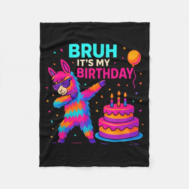 Manta Polar Kids Dabbing Llama Birthday Funny Bday Party Tee  (Anverso)
