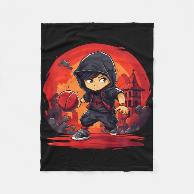 Manta Polar Kids Ninja Boy Playing Sketll  (Anverso)