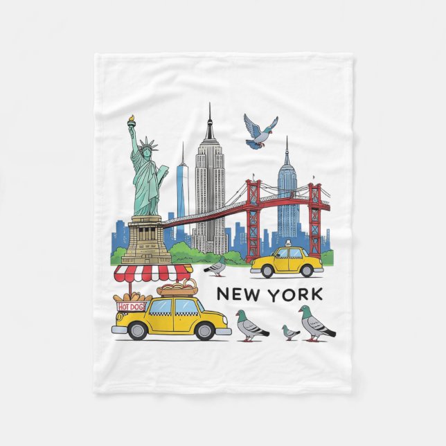 Manta Polar Kids Nyc Souvenir New York City Usa Icons Amarillo (Anverso)