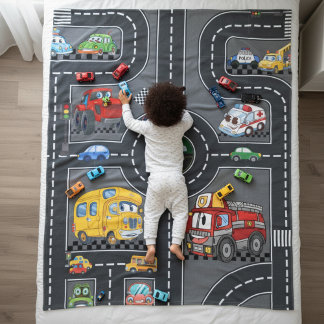Manta Polar Kids Photo Road Map Cute Cartoon Vehicles Street
