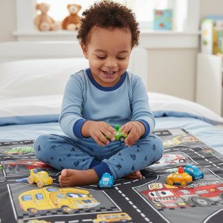 Manta Polar Kids Photo Road Map Cute Cartoon Vehicles Street