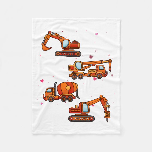 Manta Polar Kids Valentines Day Construction Trucks Boys Kids  (Anverso)