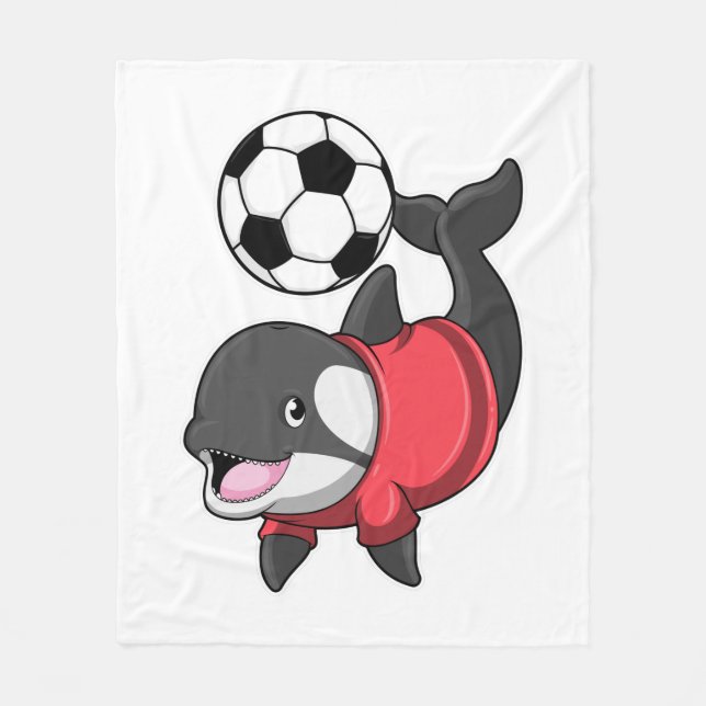 Manta Polar Killerwhale como jugador de fútbol con fútbol (Anverso)