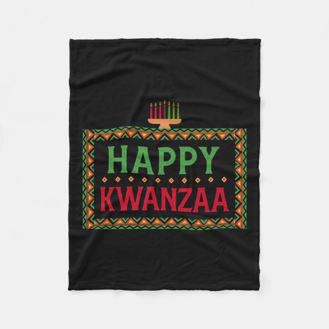 Manta Polar Kinara Siete Velas Principios de Kwanzaa Feliz K (Anverso)