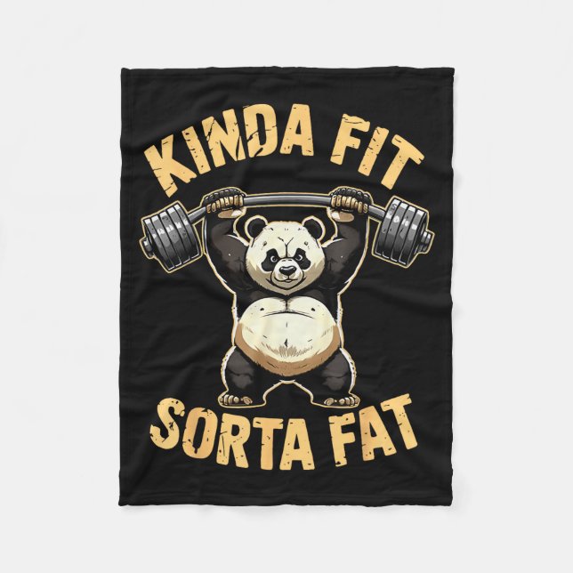 Manta Polar Kinda Fit Sorta Fat - Funny Gym Panda Weightliftin (Anverso)