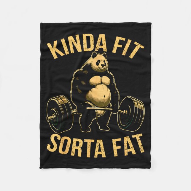 Manta Polar Kinda Fit Sorta Fat Funny Gym Panda Weightlifting  (Anverso)