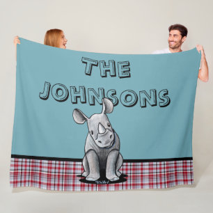 Manta Polar KiniArt Bebé Rinoceronte Fleece Personalizada