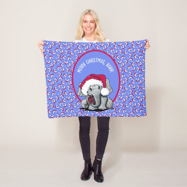 Manta Polar KiniArt Elephant Navidades Fleece Blanket (In situ)