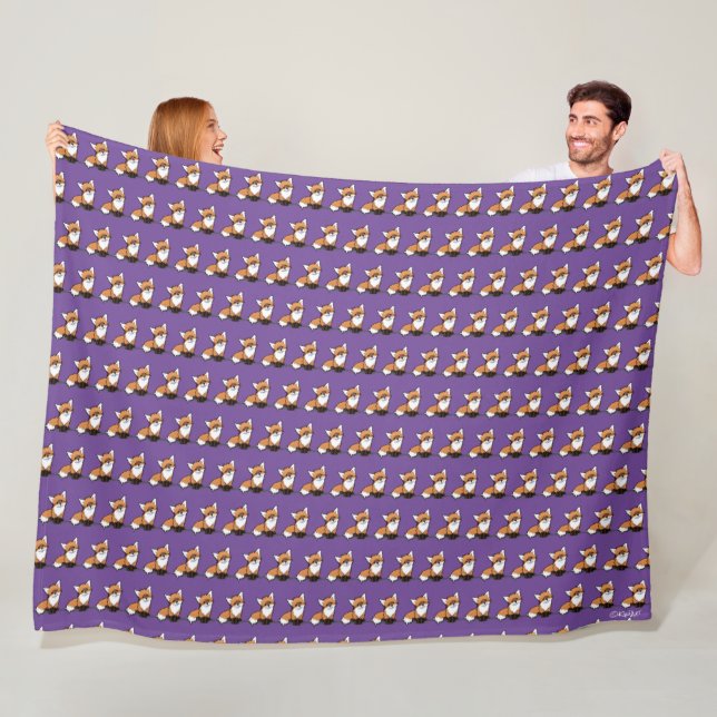 Manta Polar KiniArt Fox Pups Fleece Blanket (In situ)