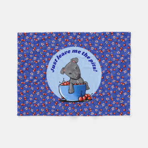 Manta Polar KiniArt Pitbull Puppy Cherries Fleece Blanket