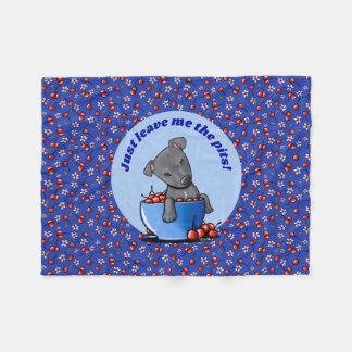 Manta Polar KiniArt Pitbull Puppy Cherries Fleece Blanket