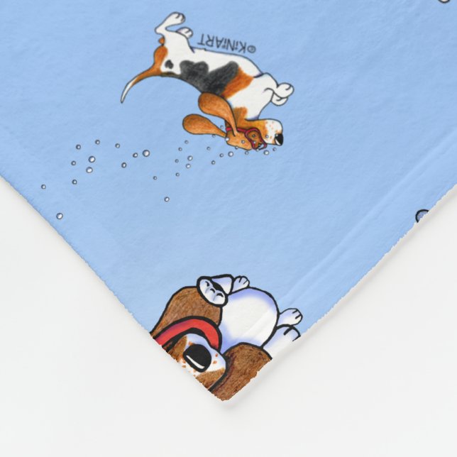 Manta Polar KiniArt Snorkeling Basset Hounds Sherpa Blanket (Esquina)