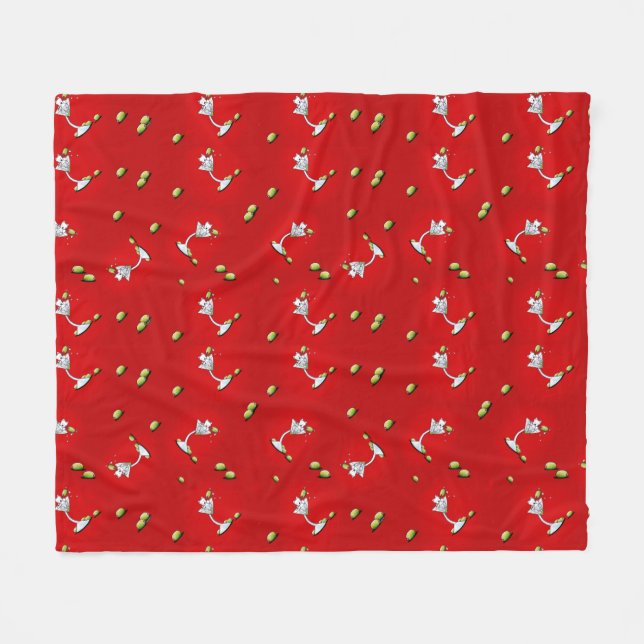 Manta Polar KiniArt Westie Martini Fleece Blanket (Frente (Horizontal))