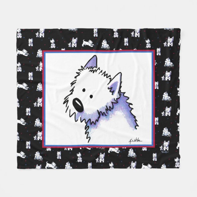 Manta Polar KiniArt Westie Terriers Fleece Blanket (Frente (Horizontal))