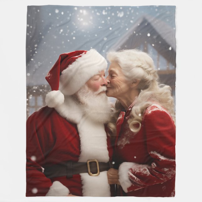 Manta Polar Kissing Mr. y la Sra. Santa Claus (Anverso)