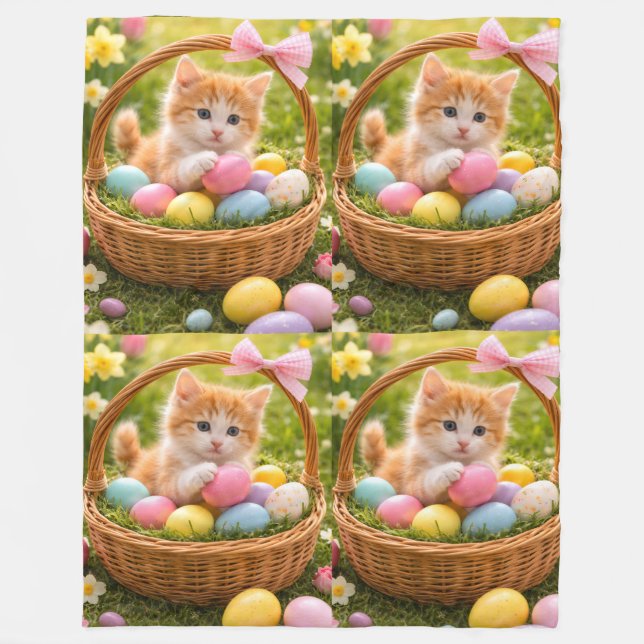 Manta Polar Kitten Photo Easter Eggs Pattern  (Anverso)