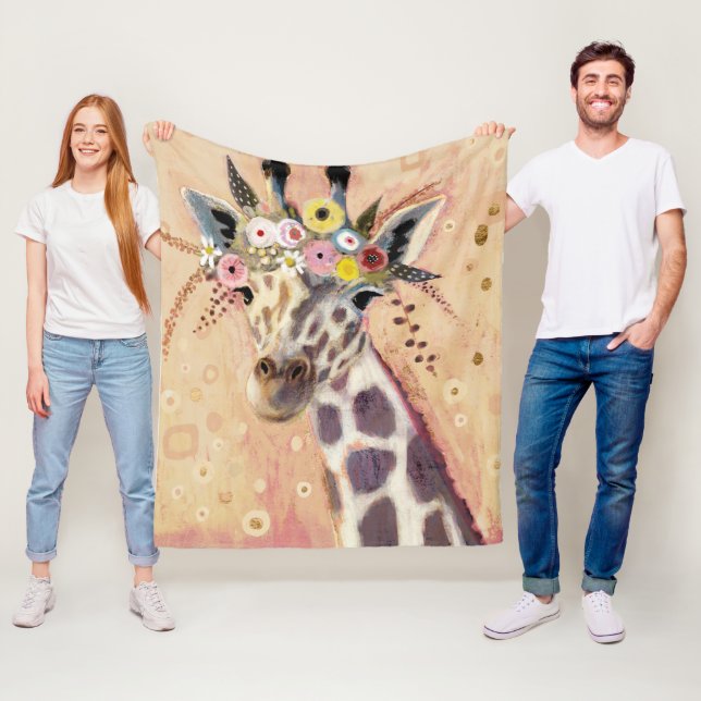 Manta Polar Klimt Giraffe | Adornadas En Flores (In situ)