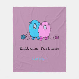 Manta Polar Knit one Purl one Pink and blue ovina Personalizad