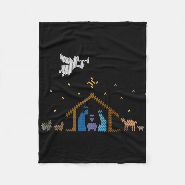 Manta Polar Knitted Nativity Christmas Sweater Christian Jesus (Anverso)