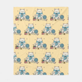 Manta Polar Knitting Crochet Cat Paws Pastel Pattern Cozy