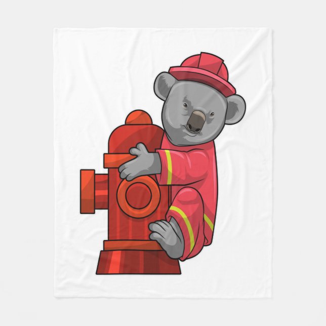 Manta Polar Koala como bombero con boca de incendios (Anverso)