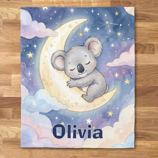 Manta Polar Koala Dormido Caprichoso Luna y Estrellas Celestia