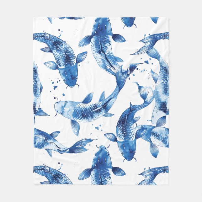 Manta Polar Koi indigo shibori (Anverso)