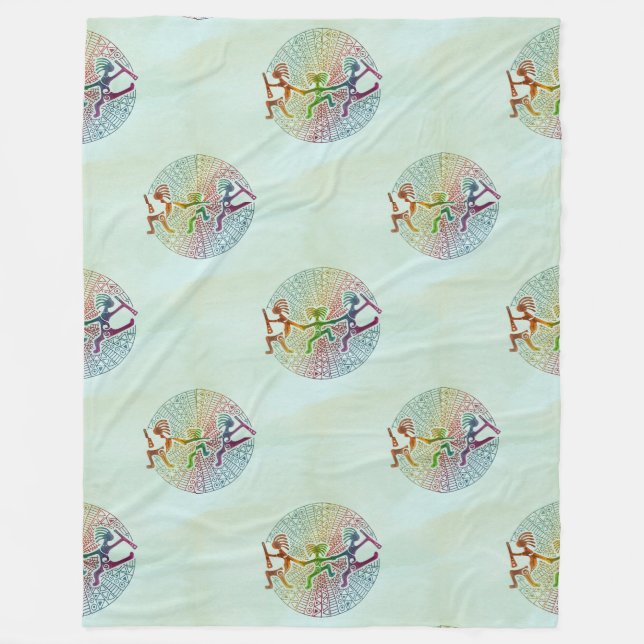 Manta Polar Kokopelli - Patrón nativo americano sin foco 5 (Anverso)