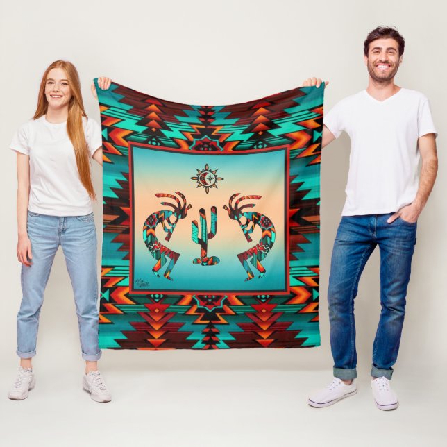 Manta Polar Kokopelli Y Cactus (In situ)