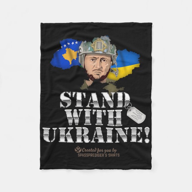 Manta Polar Kosovo Stand With Ukraine Volodymyr Zelenskyy Flag (Anverso)