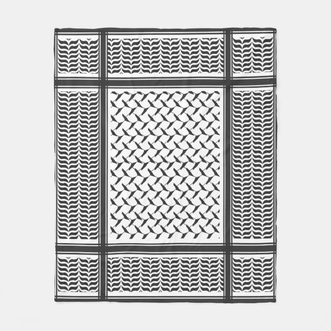 Manta Polar Kuffiya jordano palestino shemagh blanco y negro (Anverso)