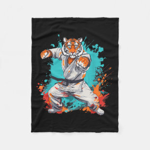 Manta Polar Kung Fu Tigre Acuarela Artes Marciales Jiu-Jitsu