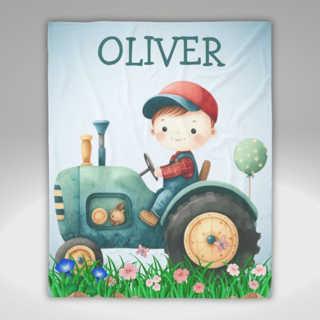 Manta Polar La acuarela de los chicos cute el tractor verde pe (Subido por el creador)