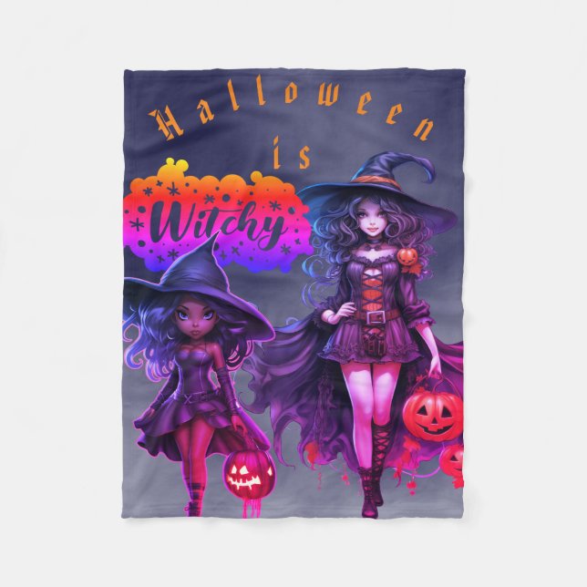 Manta Polar La bruja de Halloween Fleece Blanket (Anverso)