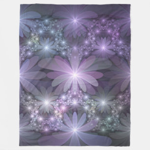 Manta Polar La cama de flores reluciente arte fractal