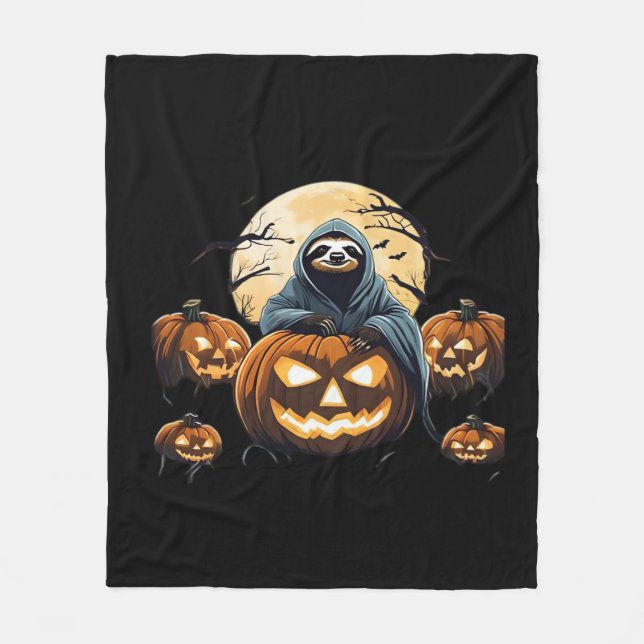 Manta Polar La camiseta clásica de Ghostly Sloth a medianoche (Anverso)