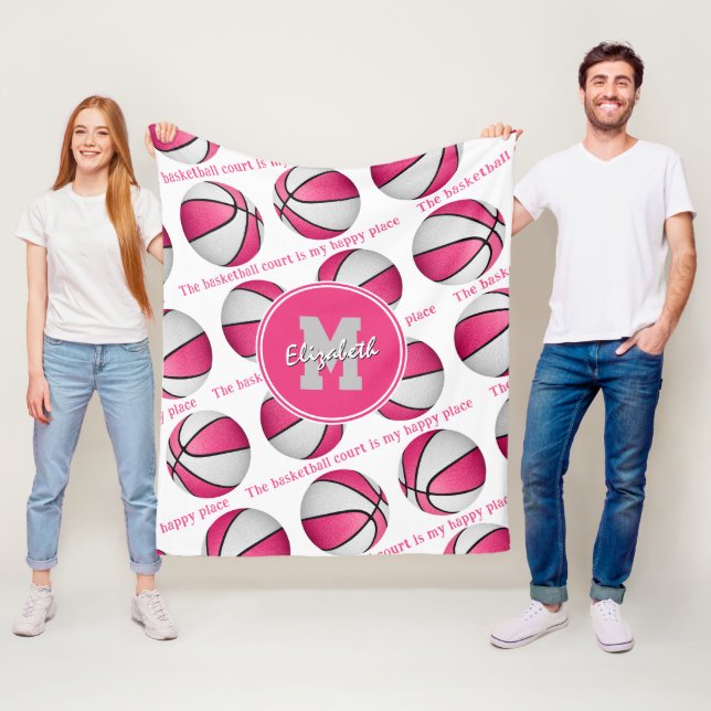 Manta Polar La cancha de baloncesto es mi lugar feliz rosa (In situ)