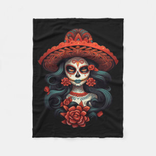 Manta Polar La Catrina Sugar Skull Día De Agencia Gubernamenta