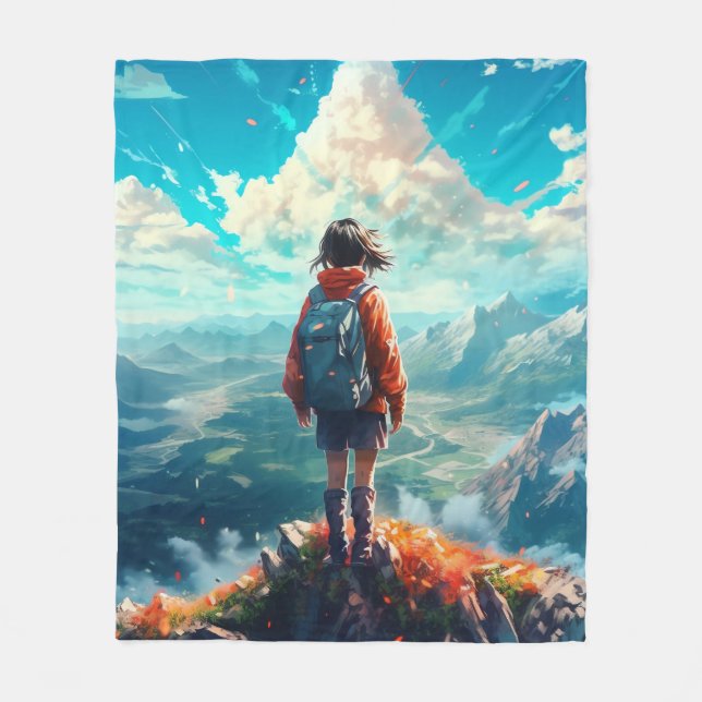 Manta Polar La cumbre en su alma | Anime Hiker Chica (Anverso)