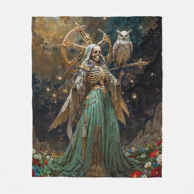 Manta Polar La Dama de los Huesos Sagrados Santa Muerte (Anverso)