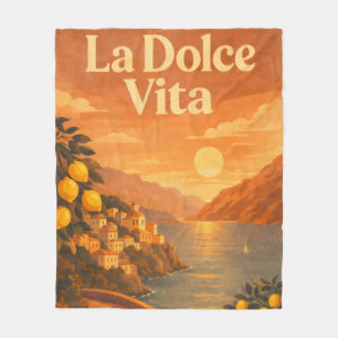 Manta Polar La Dolce Vita – Póster de viaje de la costa italia