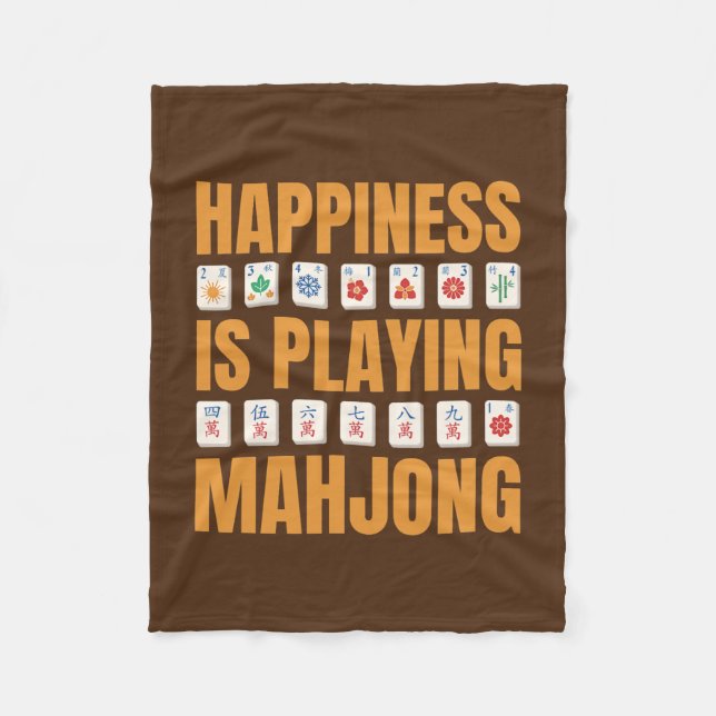 Manta Polar La felicidad es jugar al Fiesta Mahjong Mahjong (Anverso)