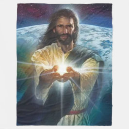 MANTA POLAR LA LUZ DE JESÚS EN LAS MANOS